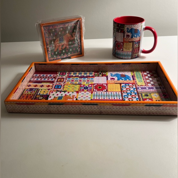 NWOT THE BOMBAY STORE TRAY,COASTERS & COFFEE MUG - Picture 1 of 15